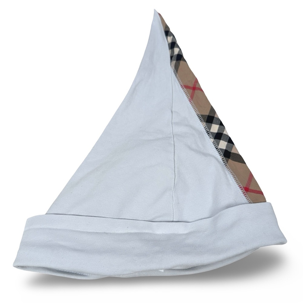 Burberry Kids Light Blue Nova Check Panel Pointed Beanie Hat 12M-18M 48cm